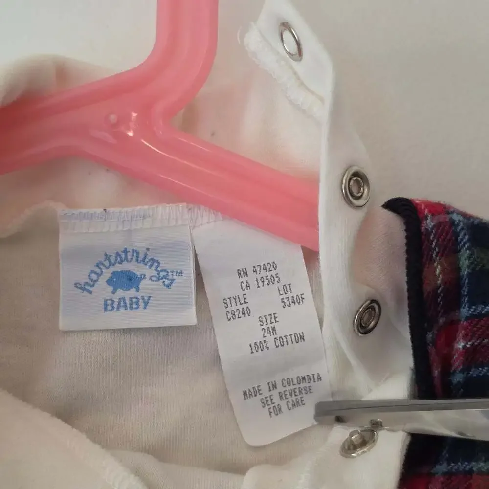Flourishing Baby 24M Plaid Farm Animal Romper Turtleneck Set 90s